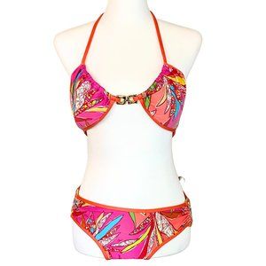 TRINA TURK 2-PC SET Triangle Top Halter Bikini with French Cut Bottom Size 8